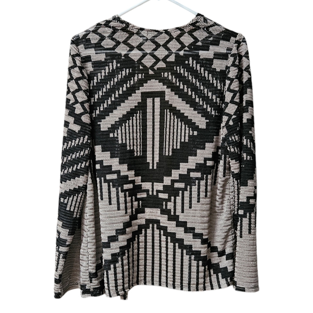 Chicos Easywear Cardigan Open Front Long Sleeve Women M / Chicos 1 Black Taupe - Picture 2 of 8